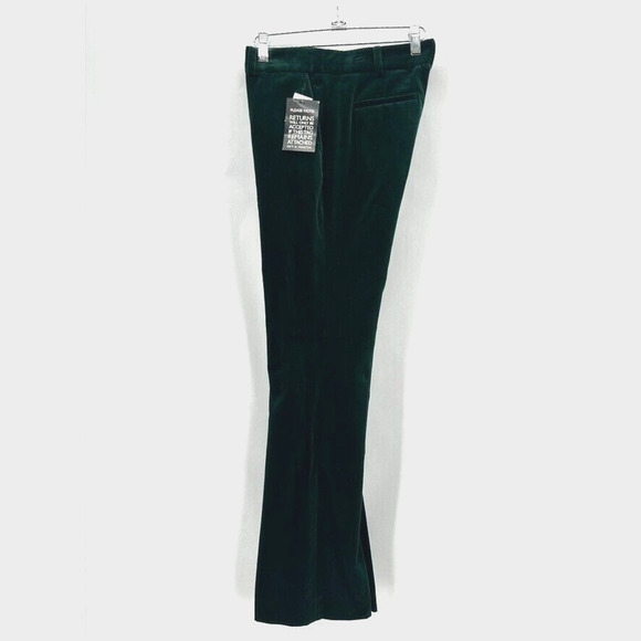New Bella Freud Velvet Dress Pants Straight Size 10 Green Quiet Luxury Preppy - Picture 7 of 12